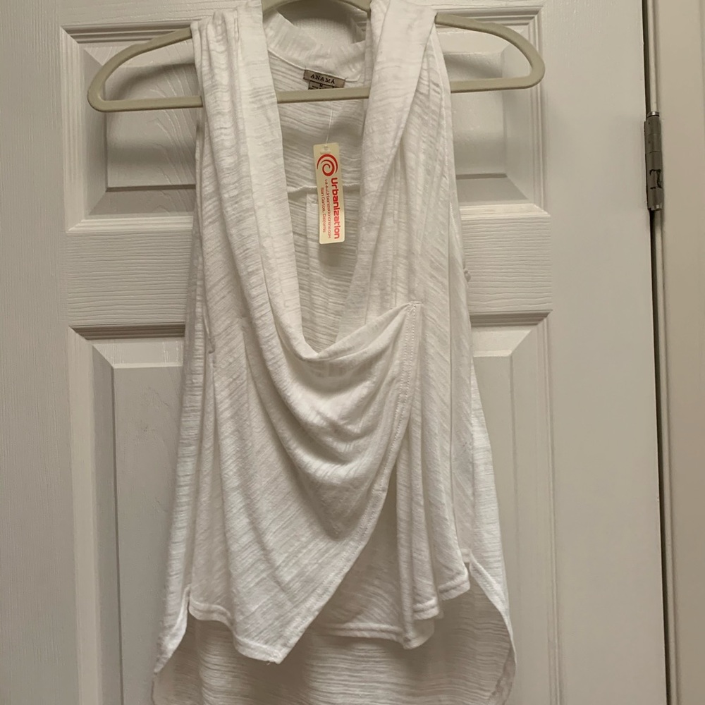 Drappy White Tank Top